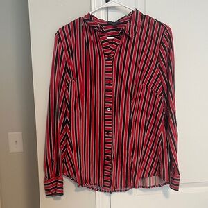 The Limited Button Up Shirt Red and Black Striped Size L
